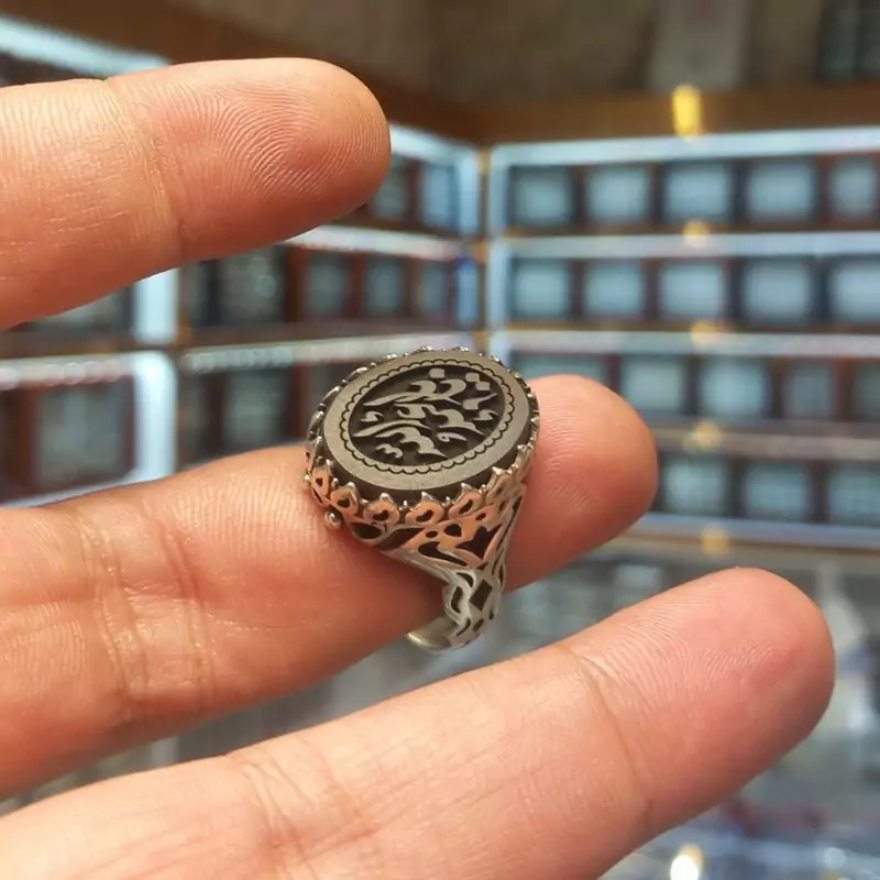 انگشتر حدید سماقی نقش یا اباعبدالله