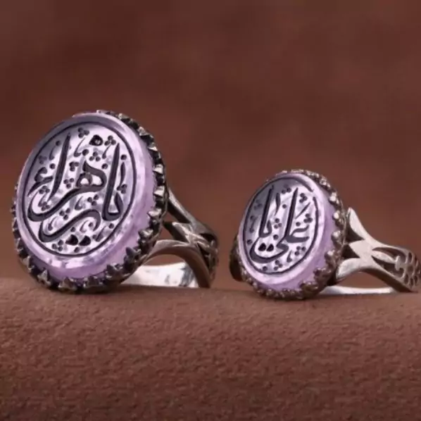 انگشتر ست عقیق سوسنی اصل ذکر یاعلی یا زهرا