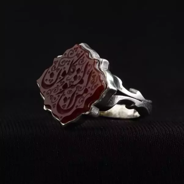 انگشتر عقیق مردانه عقیق سرخ شمسه