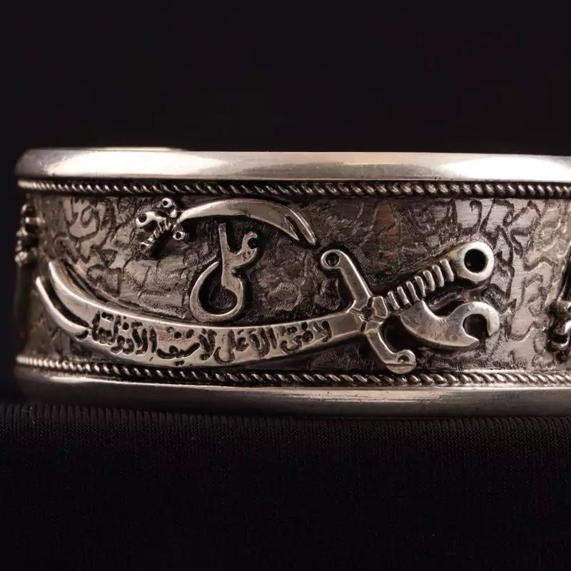 مچ بند تمام نقره مردانه لافتی الا علی لا سیف الا ذوالفقار 71 گرم نقره 925 عیار