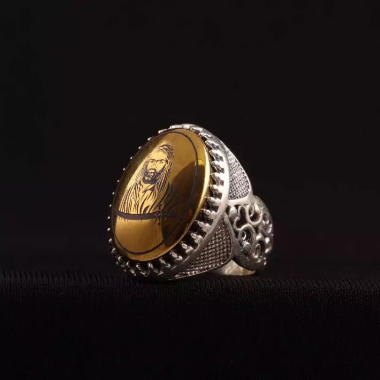 انگشتر نقره حدید نقش شمایل حضرت علی (ع) و شمشیر ذوالفقار