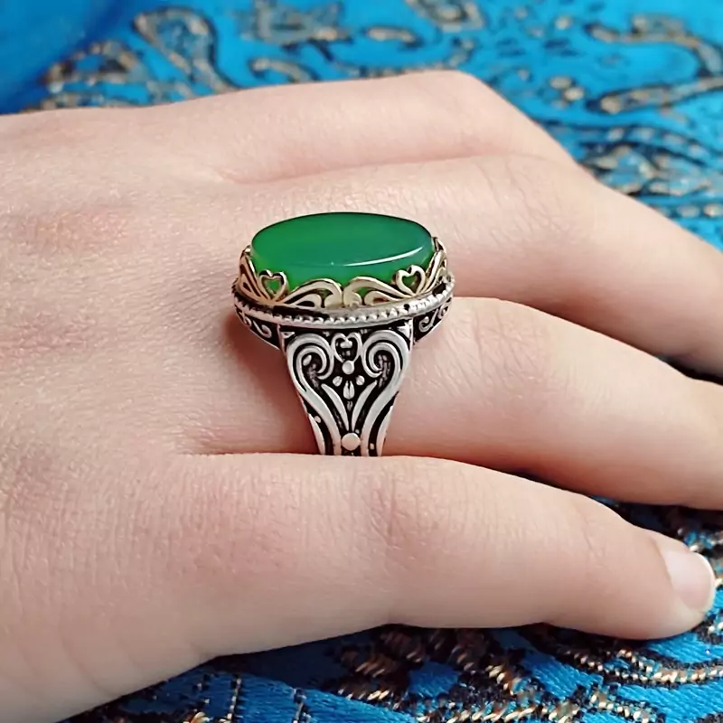 عقیق سبز اصلی انگشتر مردانه