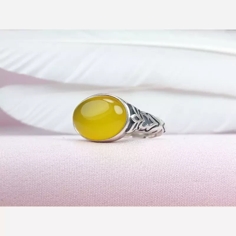 انگشتر عقیق زرد شرف الشمس اصلی  کد 404/18