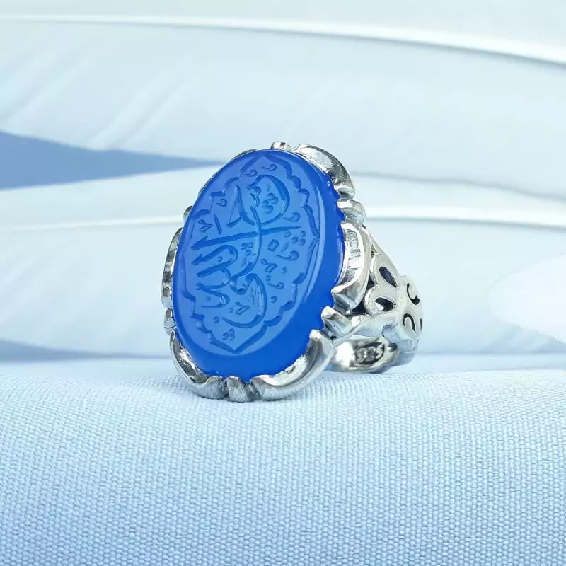 انگشتر حسبی الله عقیق آبی