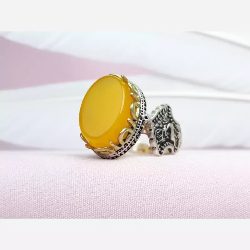 انگشتر نقره شرف الشمس طرح گوزن  کد 404/79