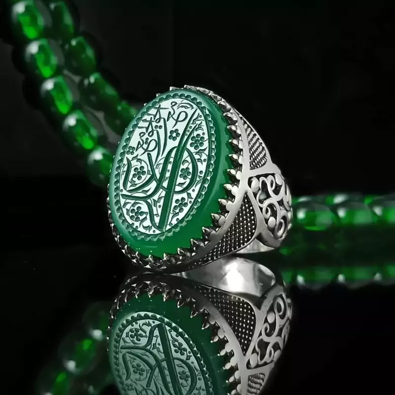 انگشتر مردانه عقیق سبز علی (ع)