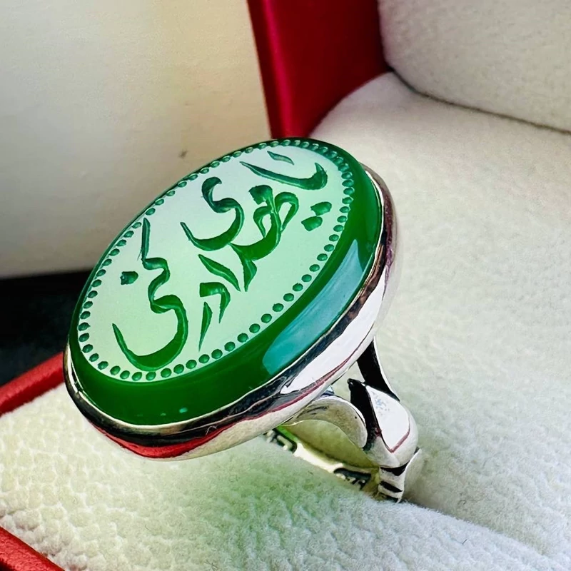 انگشتر عقیق سبز اصل مردانه نقره