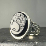 انگشتر مردانه نقره قلمزنی عقیق مشکی اصل