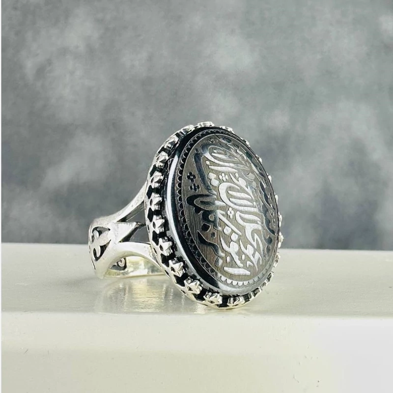 انگشتر نقره مردانه حدید سه جلاله کیفیت عالی