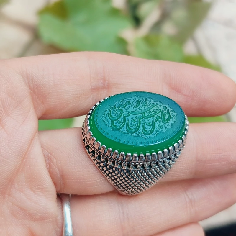 انگشتر مردانه سبز حسین منی و انا من حسین