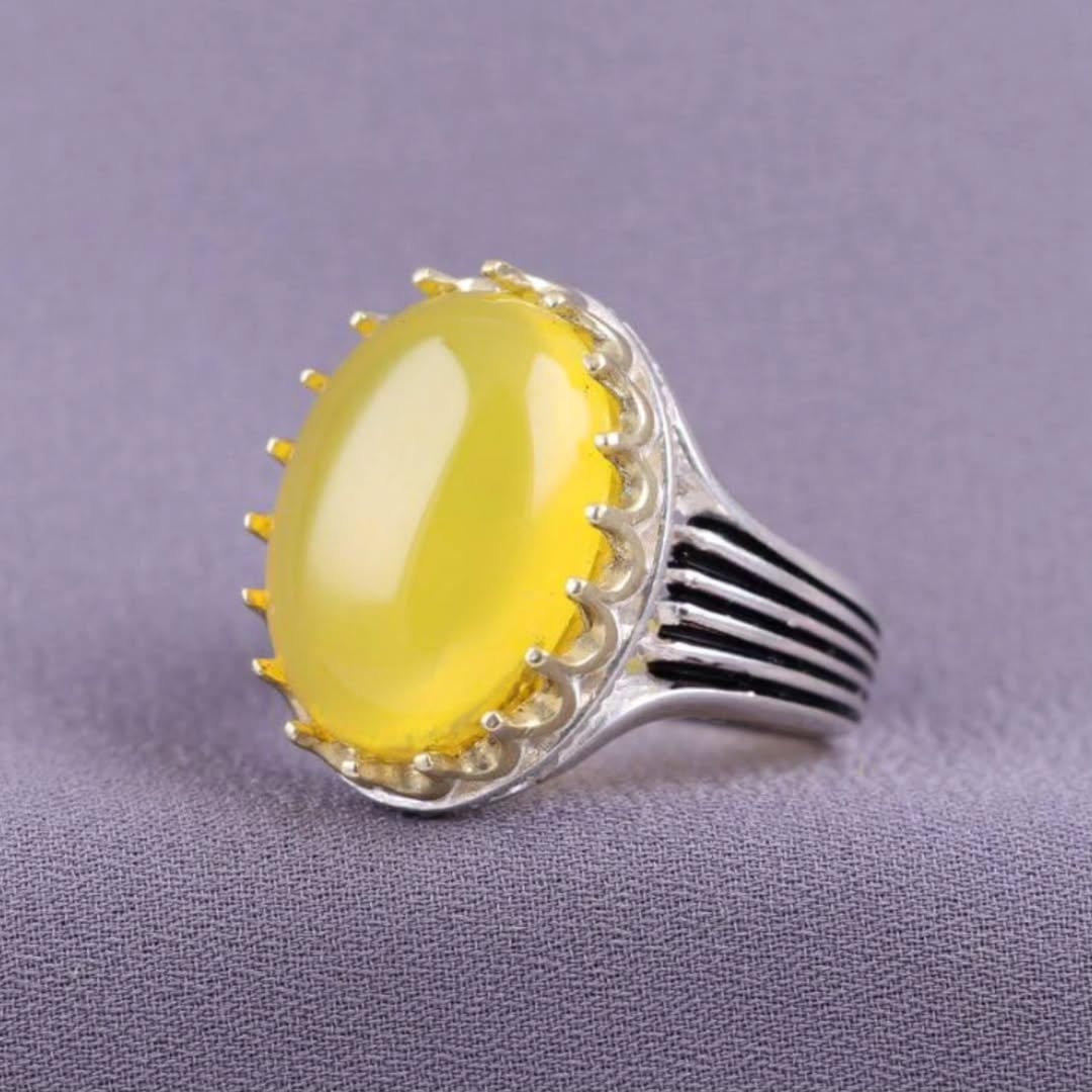 شرف الشمس خیاری انگشتر نقره اصلی عقیق زرد