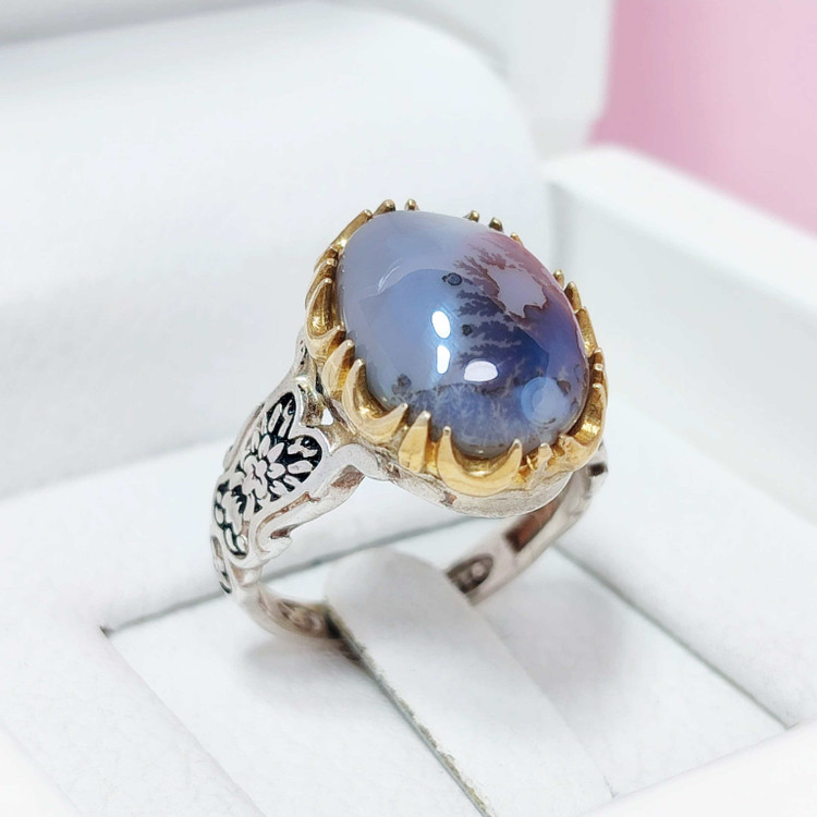 انگشتر نقره شجر قائن اصلی نقش طبیعی