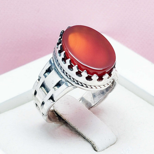 انگشتر مردانه نقره عقیق سرخ خوش رنگ رولکس