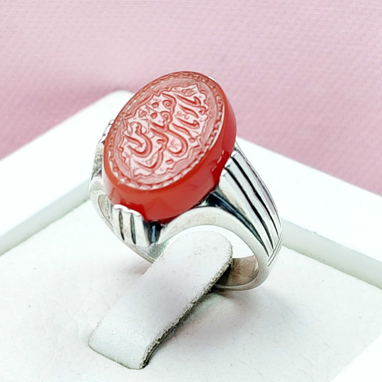 انگشتر یا اباالفضل العباس نقره عقیق سرخ