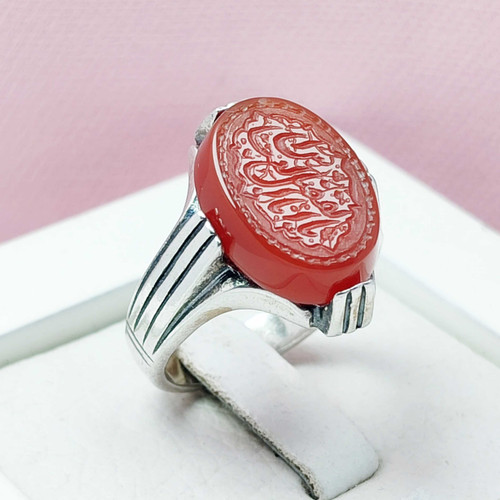 انگشتر یا اباالفضل العباس مردانه عقیق سرخ