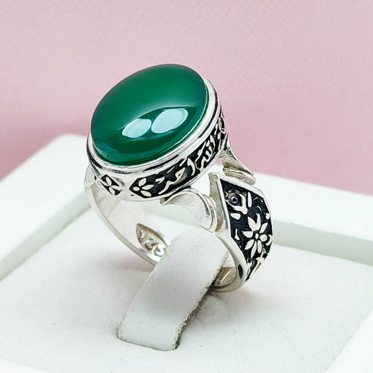 انگشتر مردانه نقره عقیق سبز
