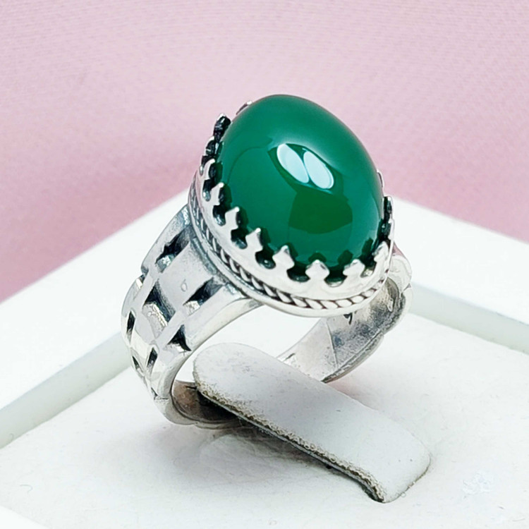 مردانه نقره عقیق سبز رولکس