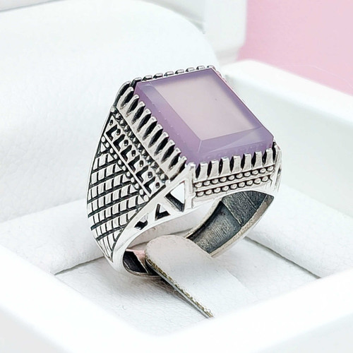 انگشتر مردانه عقیق سوسنی چهار گوش حصیری