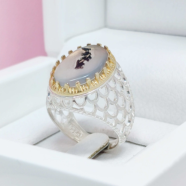 انگشتر شجر قائن اصلی مردانه نقره