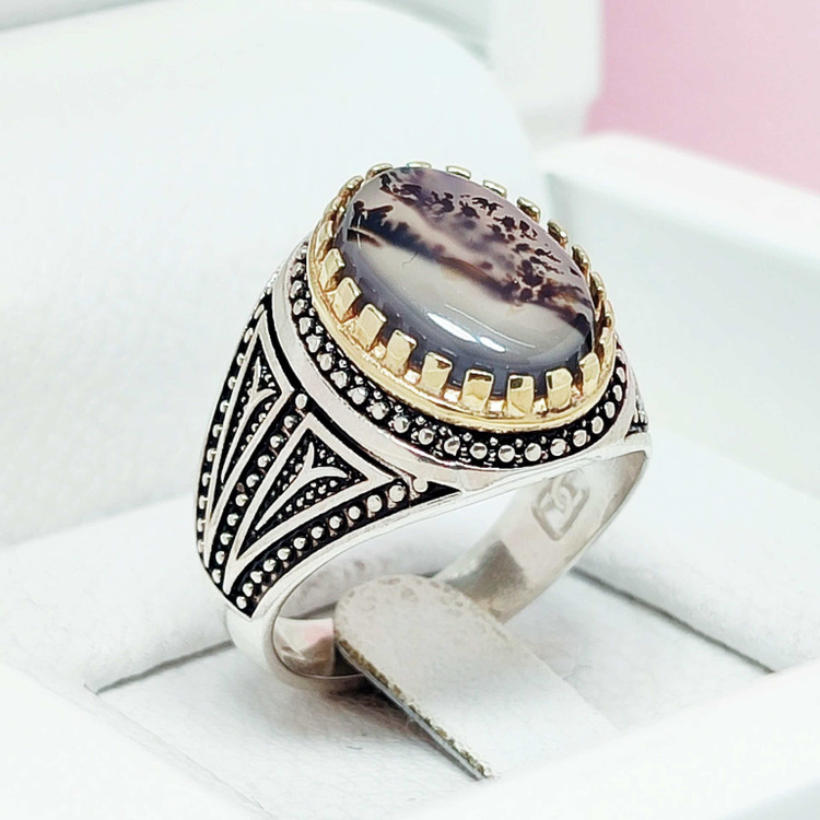 انگشتر شجر قائن منظره ای خطی اصل و معدنی