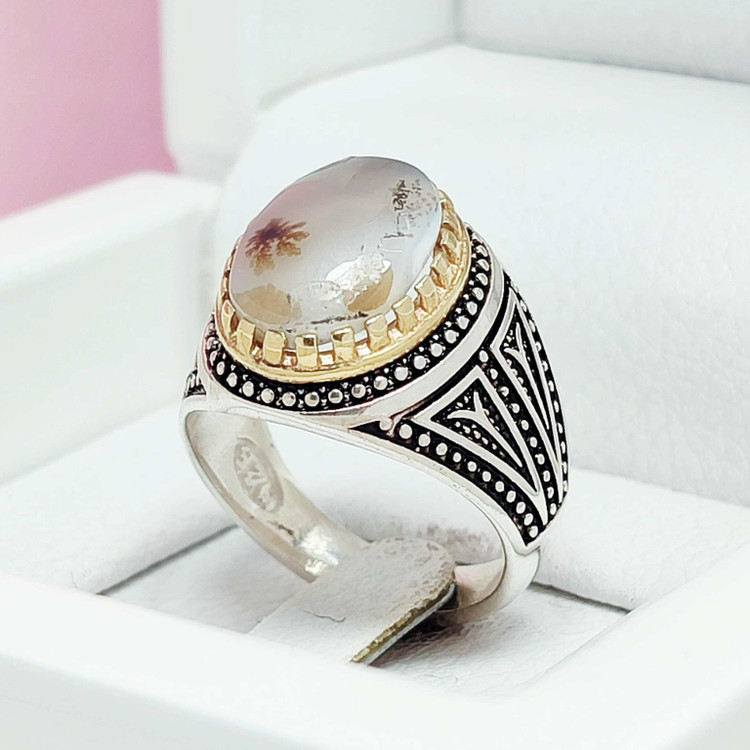 انگشتر شجر تک گل قائن اصلی رکاب نقره ۹۲۵