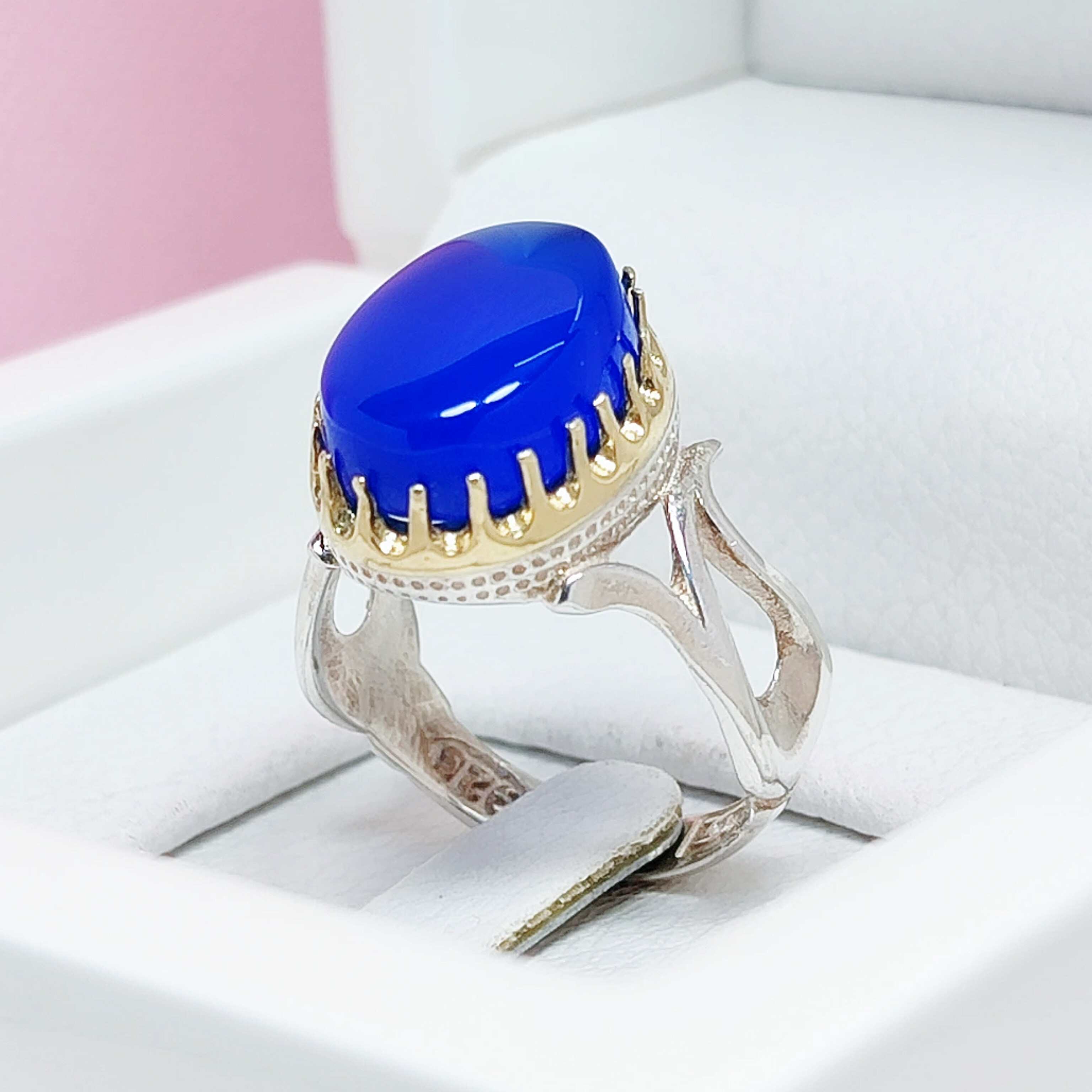 انگشتر مردانه نقره عقیق آبی خراسانی