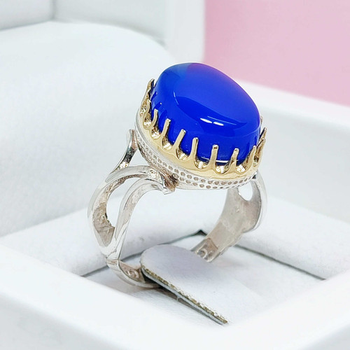 انگشتر مردانه نقره عقیق آبی خراسان