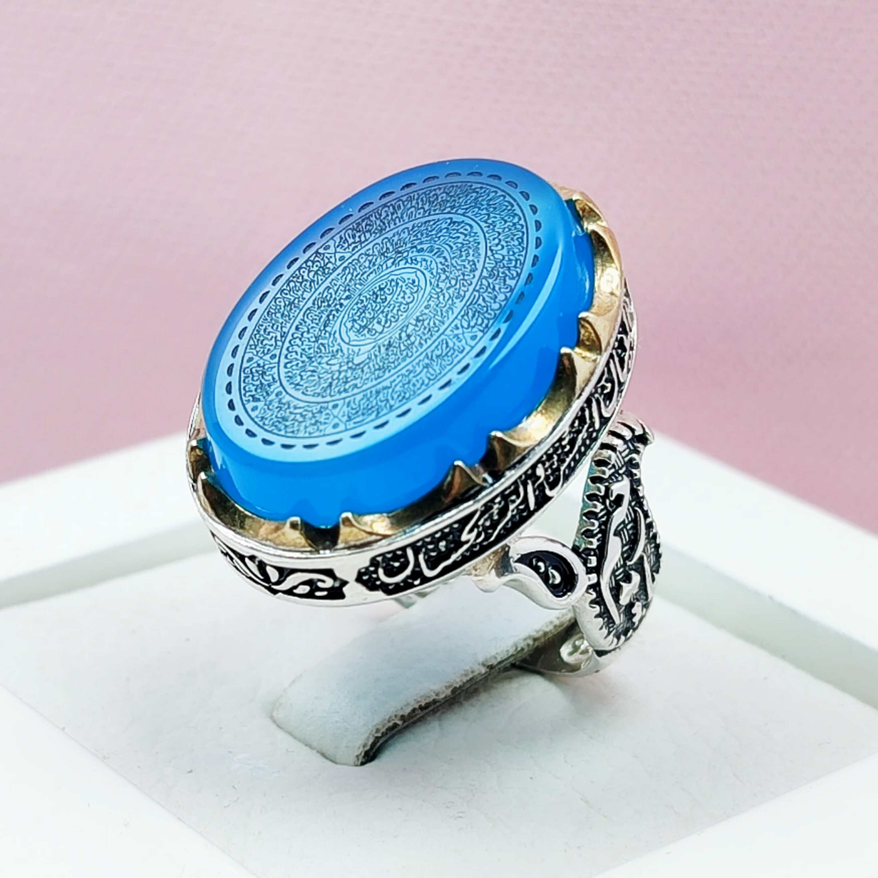 انگشتر ۱۶ ذکر عقیق مردانه نقره با کیفیت