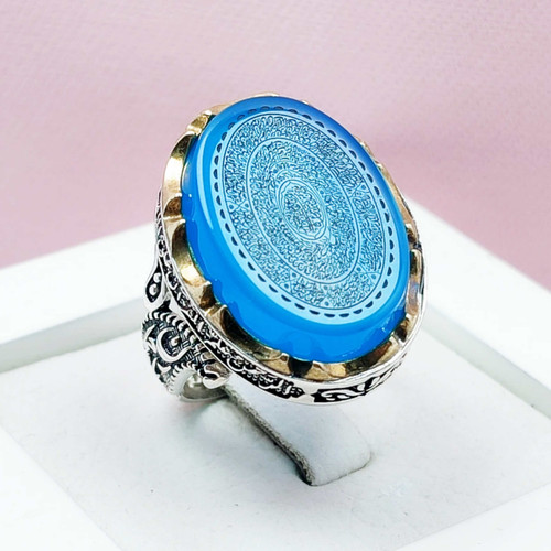 ۱۶ ذکر عقیق آبی مردانه نقره با کیفیت