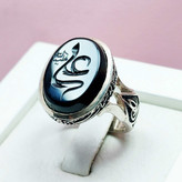 ذکر علی علیه السلام مردانه نقره عقیق سیاه اصل