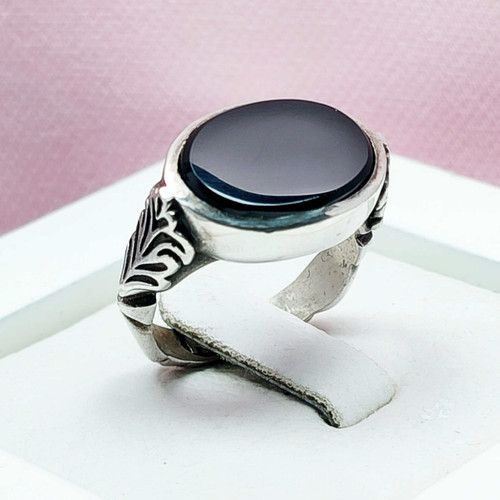 انگشتر مردانه عقیق سیاه ظریف خاص جوان پسند