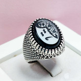 حکاکی یاحسین مردانه نقره عقیق سیاه اصل