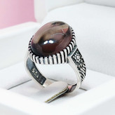 انگشتر مردانه نقره کوارتز دودی اصلی خاص