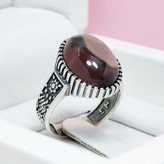 انگشتر نقره کوارتز دودی اصلی خاص مردانه