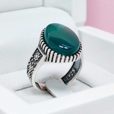 انگشتر مردانه نقره عقیق سبز تیره