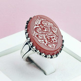 ذکر یا اباالفضل العباس مردانه نقره عقیق سرخ