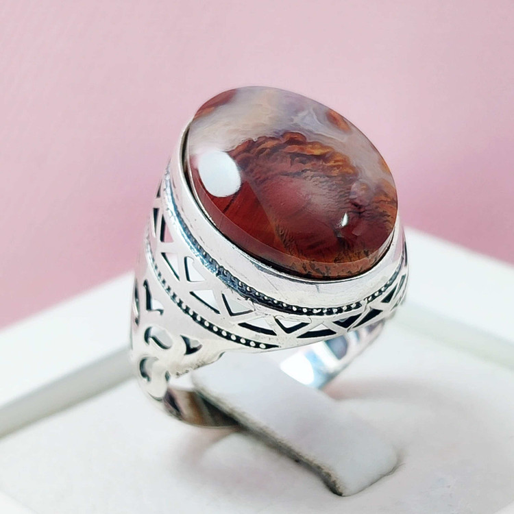 انگشتر شجر بهاره سرخ رکاب مدل شبکه کاری