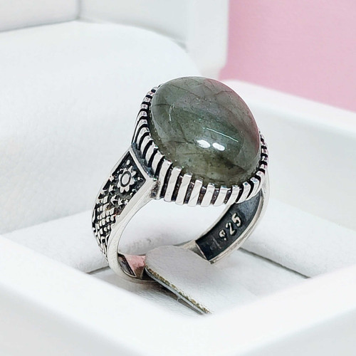 انگشتر مردانه نقره لابرادوریت معدنی