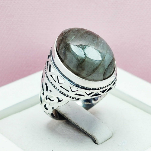 انگشتر نقره لابرادوریت اصلی و معدنی