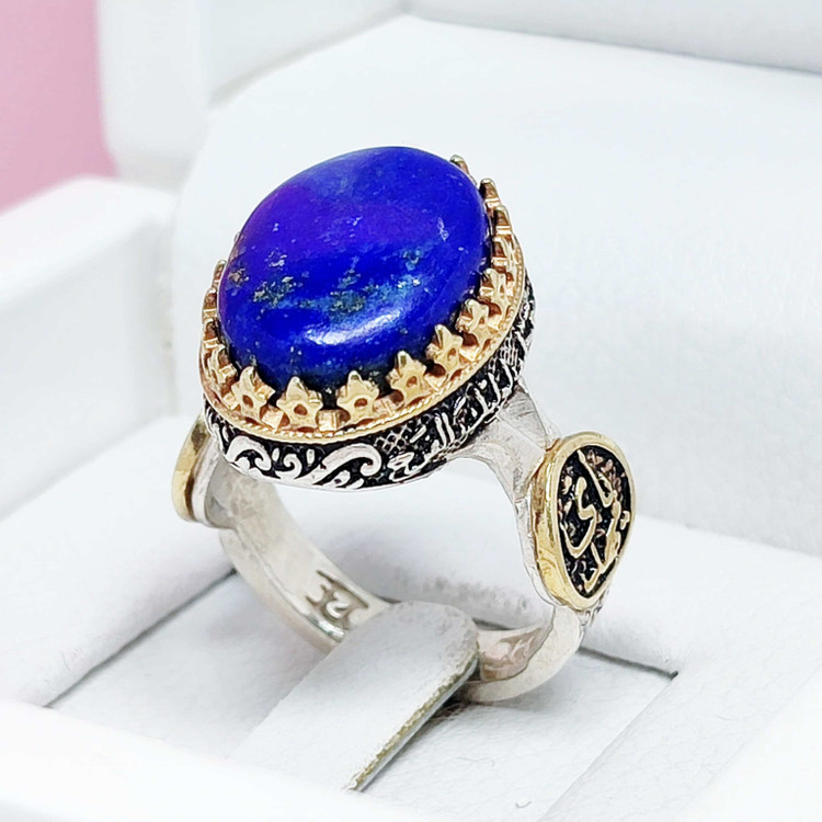 لاجورد افغان انگشتر مردانه نقره اصلی