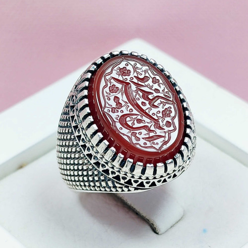 این نیز بگذرد انگشتر مردانه عقیق سرخ اصل