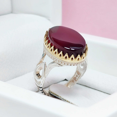 انگشتر مردانه عقیق سرخ خراسانی