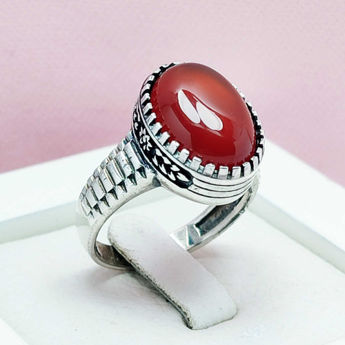 انگشتر عقیق سرخ مدل ظریف رولکسی