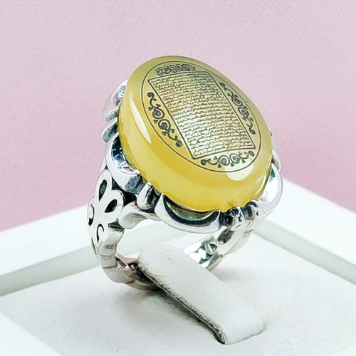 انگشتر عقیق زرد اصلی یمن تراش