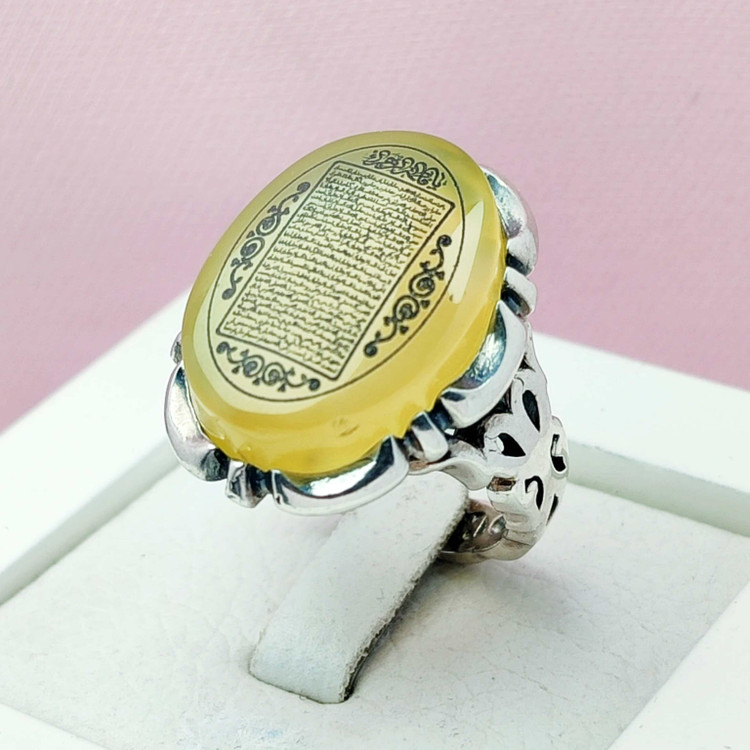 عقیق زرد اصلی یمن تراش حکاکی لیزر