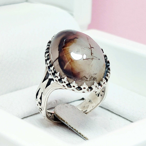 انگشتر شجر با نقش ضربان قلب مردانه