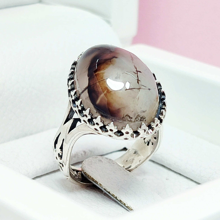 انگشتر شجر با نقش ضربان قلب مردانه