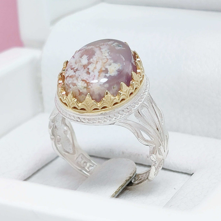 انگشتر نقره شجر بهاره شکوفه اصلی مردانه