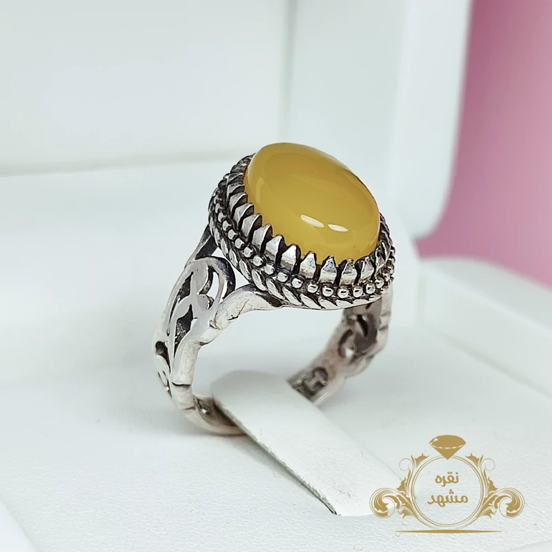 انگشتر مردانه عقیق زرد (کد 1402)