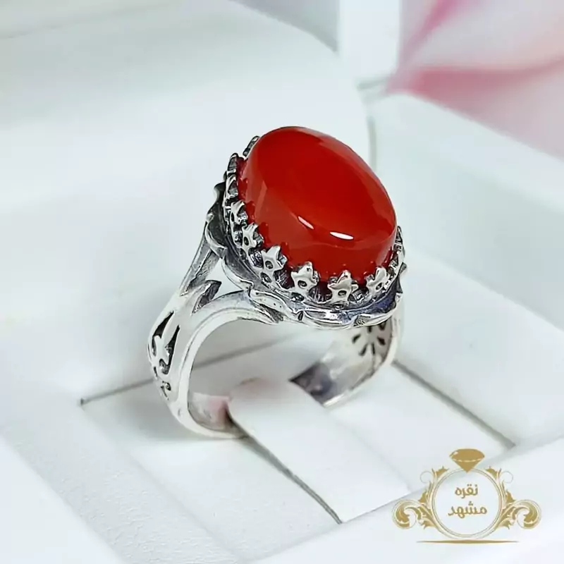 انگشتر مردانه عقیق سرخ اصلی (کد 1275)
